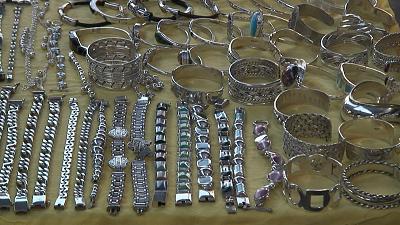 silver jewellry for sale on market day in Barra de Navidad