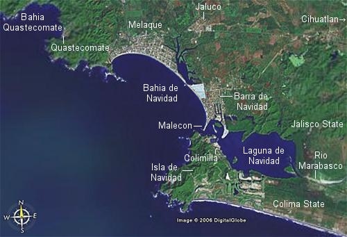map of Barra de Navidad and Melaque