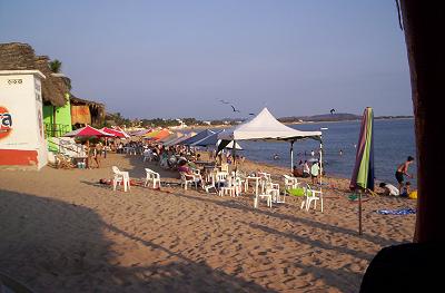 Melaque beach on Bahia de Navidad, looking east