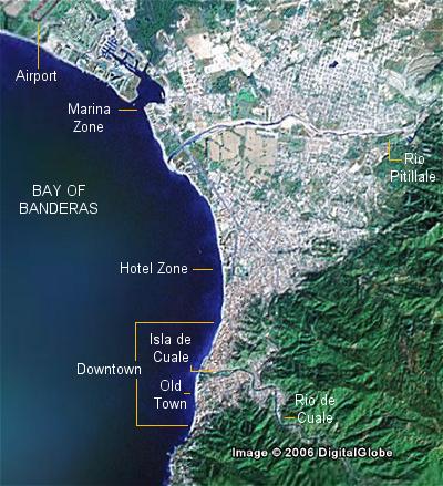 Puerto Vallarta Aerial View Map